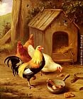 Chickens Feeding by Edgar Hunt